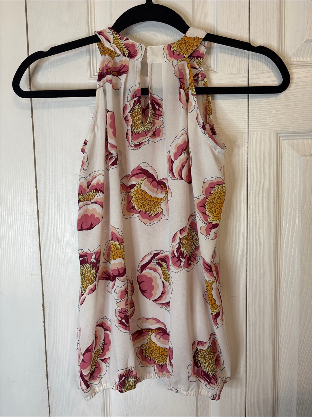 LOFT Floral Halter Top Petite PXXS- Pink, Mustard & White - Picture 2 of 3